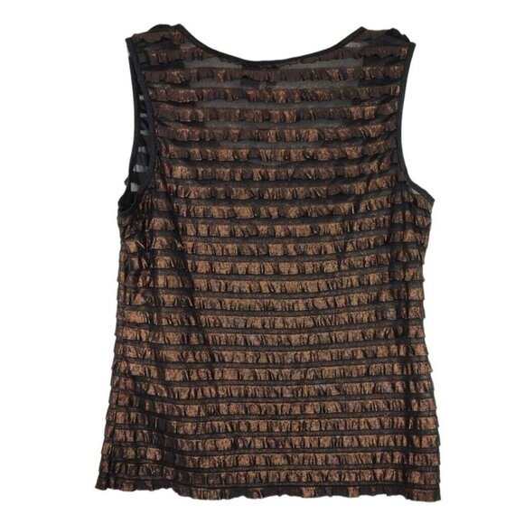 Serenade Layered Knit Tank Top Women Size L Metallic Brown Black Sleeveless - Picture 3 of 5